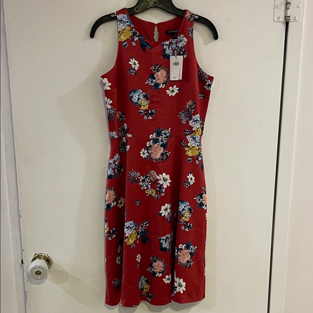 Banana Republic Red Floral Midi Dress